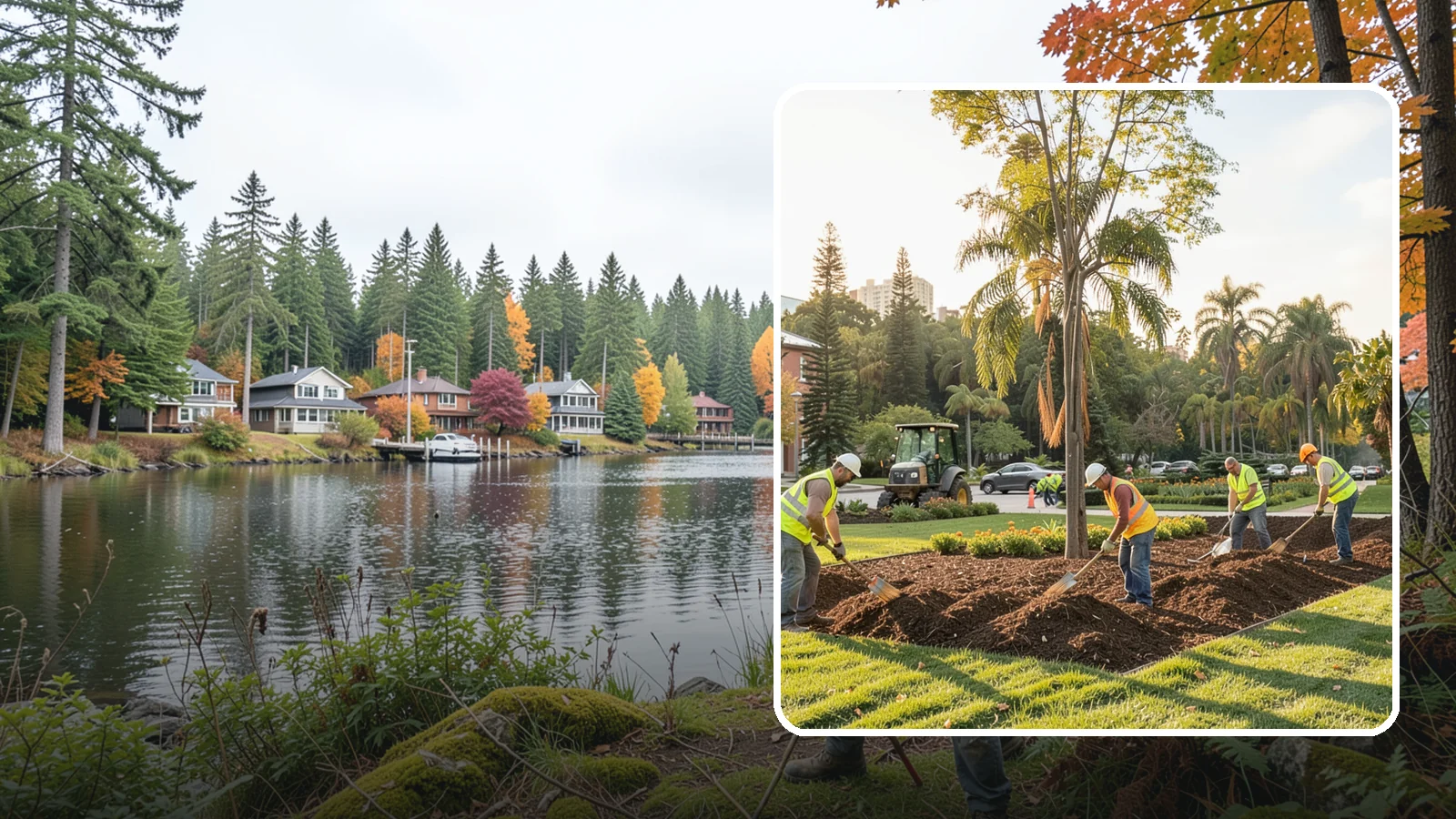 Municipal Mulch Installation in La Conner, Skagit County, WA - We install organic mulch in public tree rings, beds, and natural areas to conserve moisture and build soil for Western Washington...