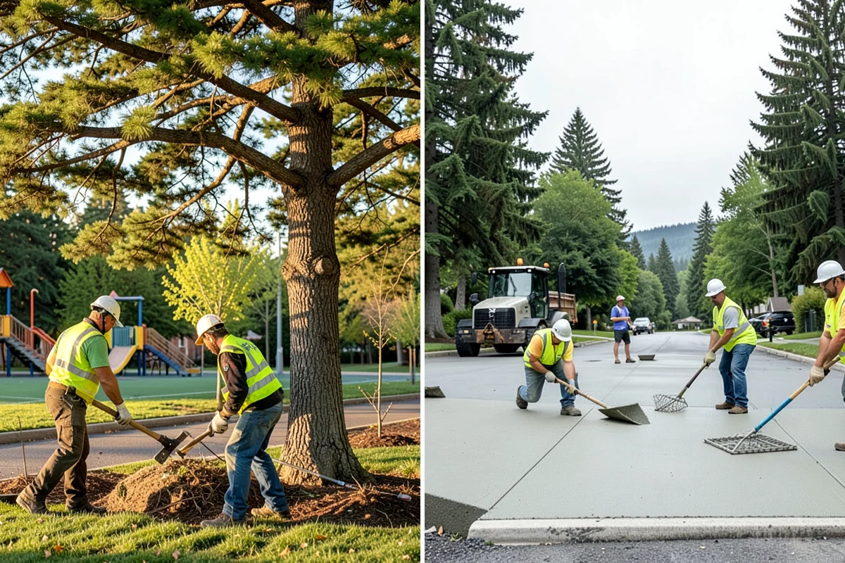 Municipal Mulch Installation in Lake Forest Park, King County, WA - We calculate coverage and confirm mulch type and depth by area