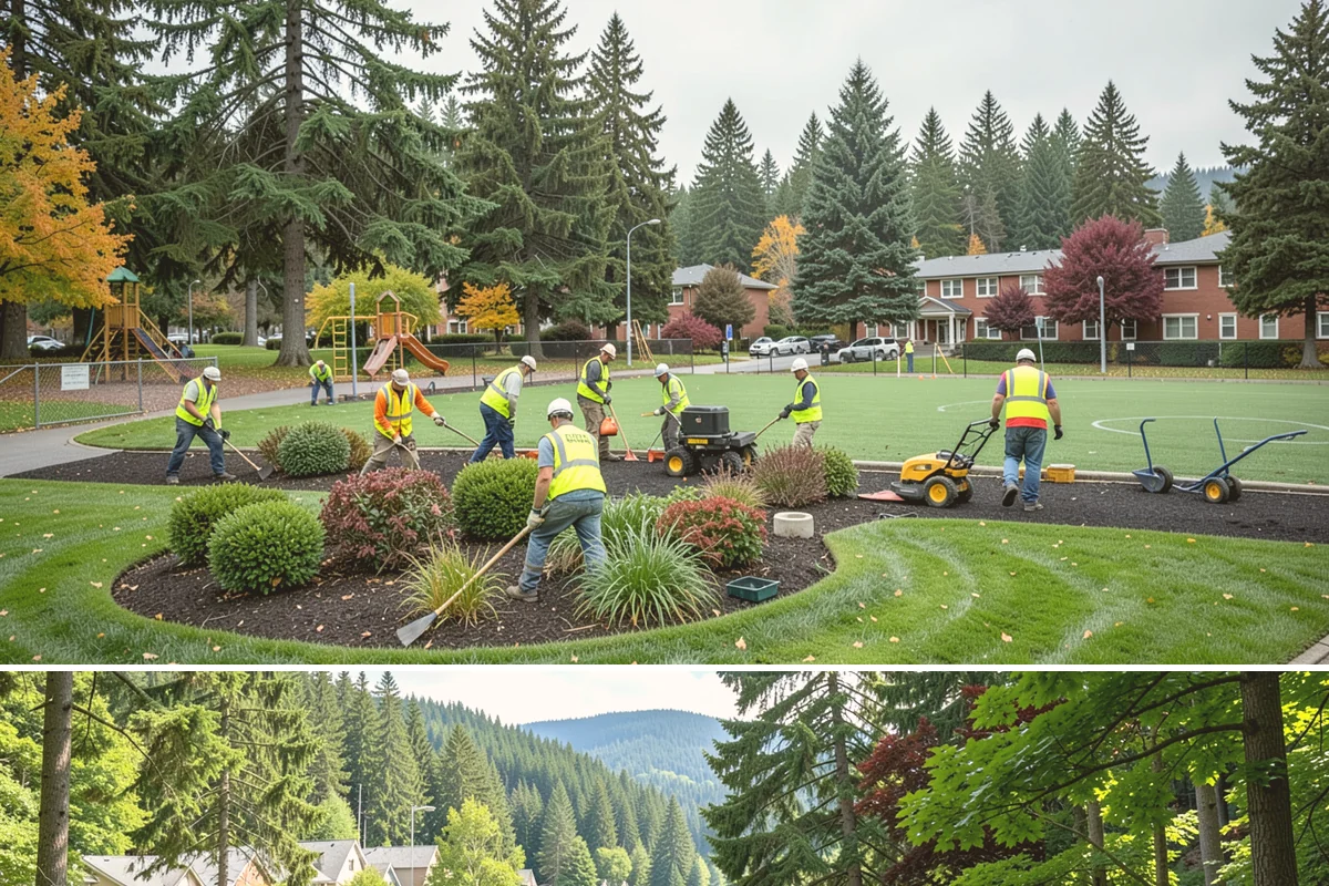 Municipal Mulch Installation in Lake Forest Park, King County, WA - Late spring application maximizes moisture retention through summer, while fall mulching insulates roots ahead of winter.