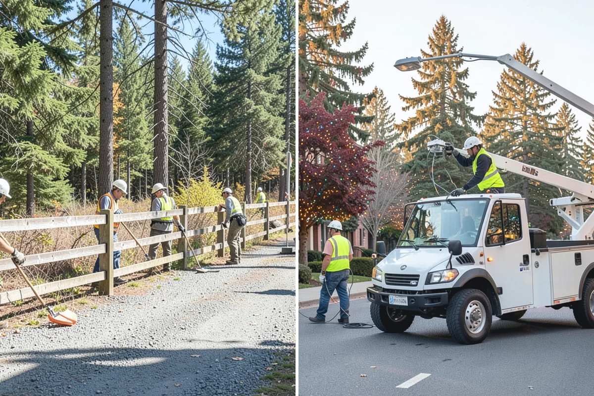 Municipal Mulch Installation in Marysville, Snohomish County, WA - We calculate coverage and confirm mulch type and depth by area