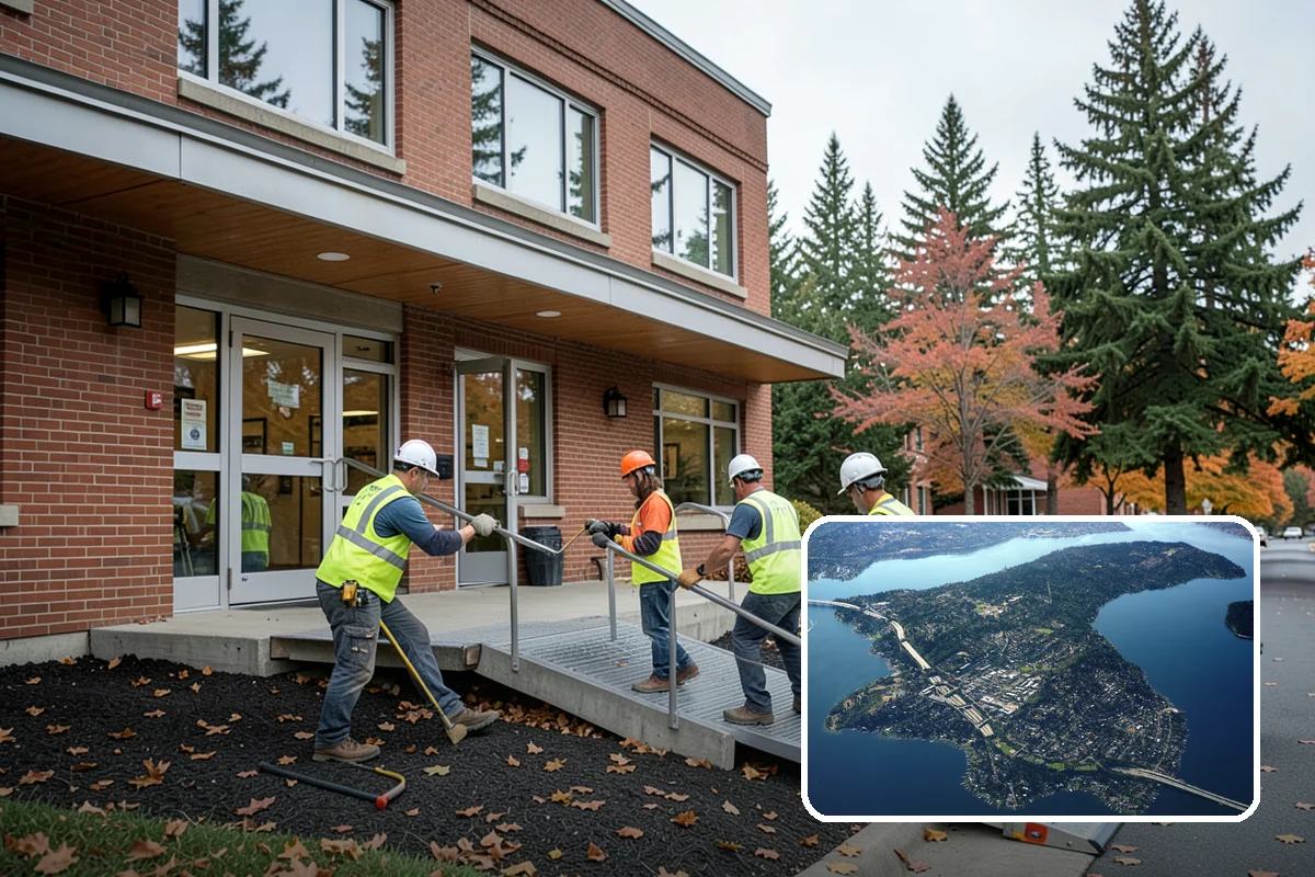 Municipal Mulch Installation in Mercer Island, King County, WA - Proper depth conserves soil moisture and suppresses weeds