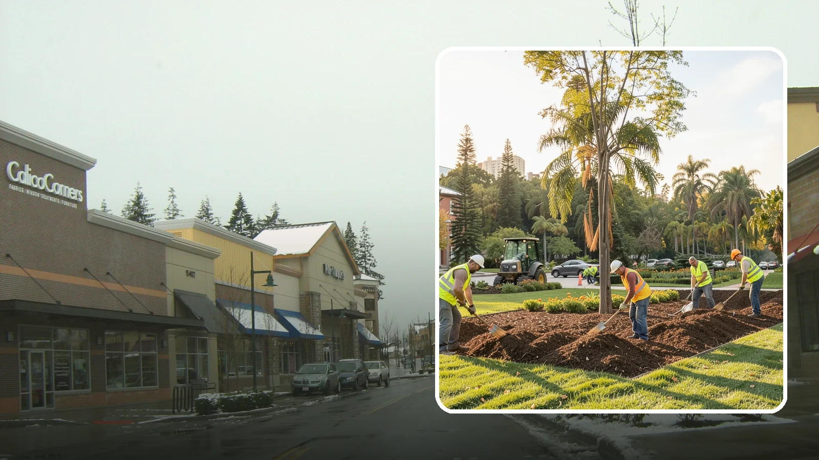 Municipal Mulch Installation in Mill Creek, Snohomish County, WA - We install organic mulch in public tree rings, beds, and natural areas to conserve moisture and build soil for Western Washington...
