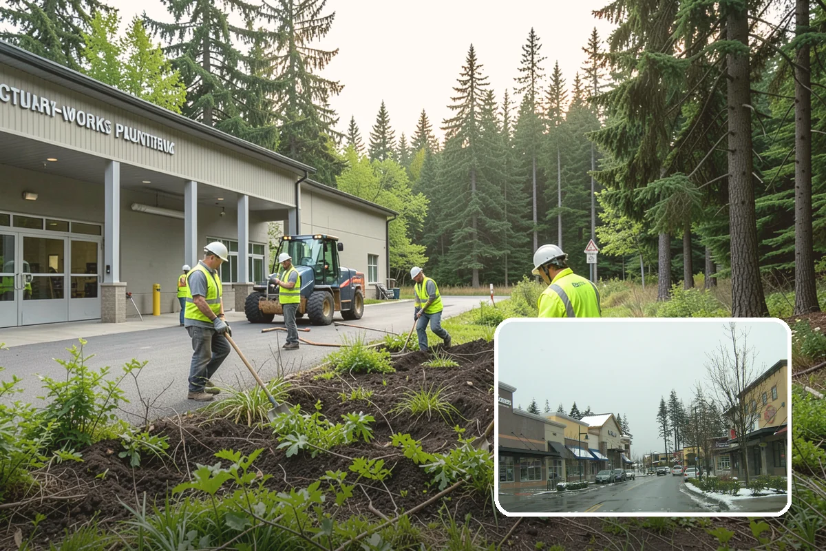 Municipal Mulch Installation in Mill Creek, Snohomish County, WA - Proper depth conserves soil moisture and suppresses weeds