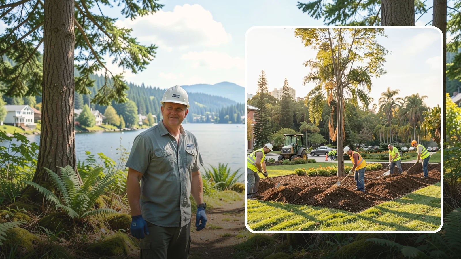 Municipal Mulch Installation in Milton, King County, WA - We install organic mulch in public tree rings, beds, and natural areas to conserve moisture and build soil for Western Washington...
