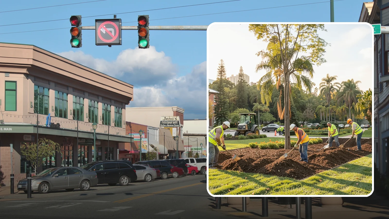 Municipal Mulch Installation in Monroe, Snohomish County, WA - We install organic mulch in public tree rings, beds, and natural areas to conserve moisture and build soil for Western Washington...