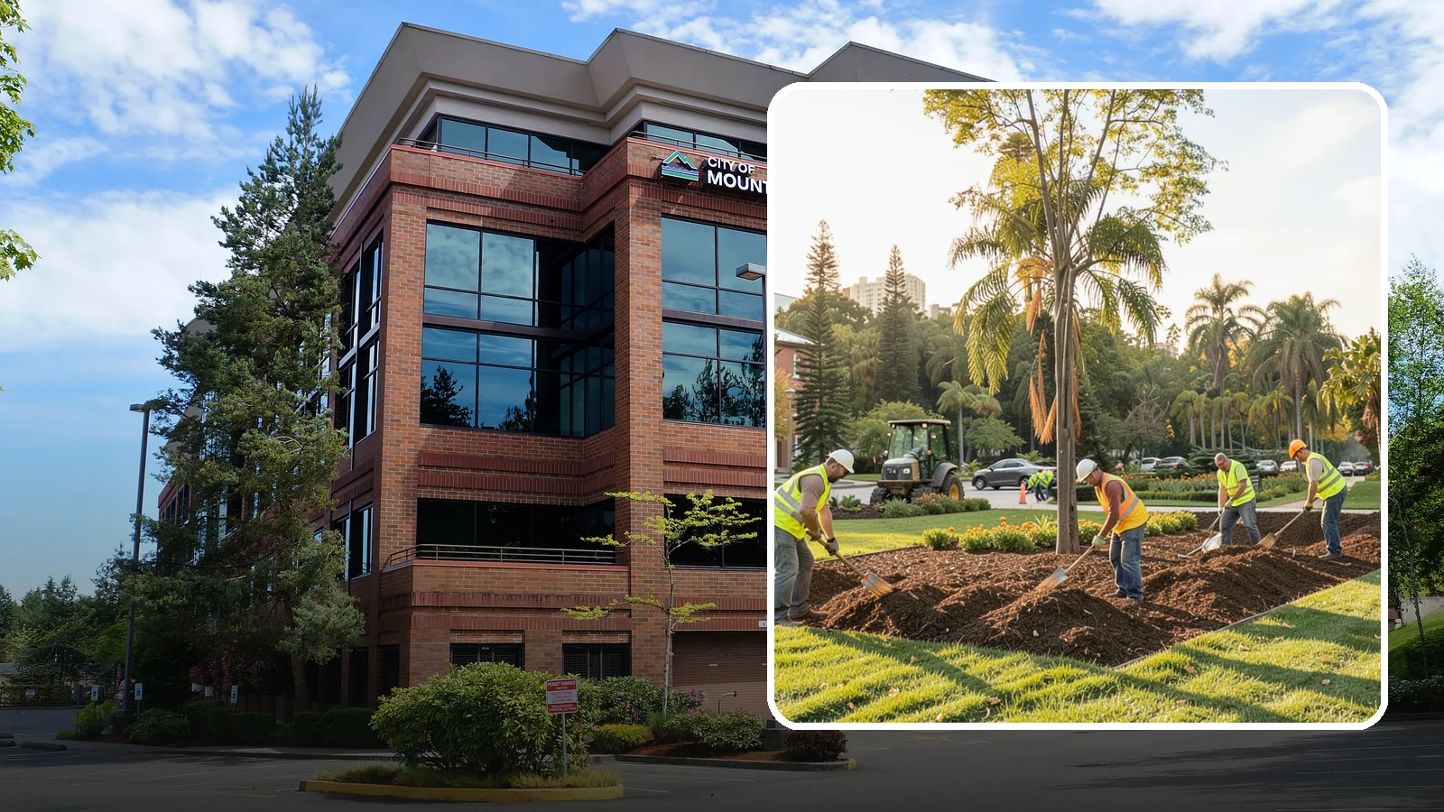 Municipal Mulch Installation in Mountlake Terrace, Snohomish County, WA - We install organic mulch in public tree rings, beds, and natural areas to conserve moisture and build soil for Western Washington...