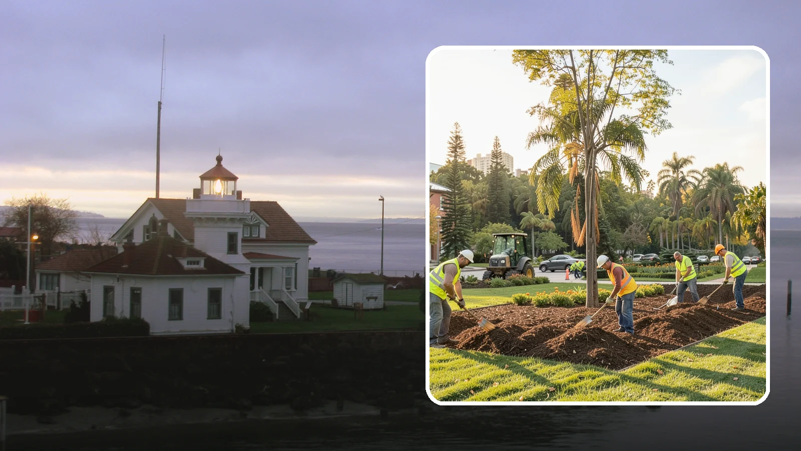 Municipal Mulch Installation in Mukilteo, Snohomish County, WA - We install organic mulch in public tree rings, beds, and natural areas to conserve moisture and build soil for Western Washington...