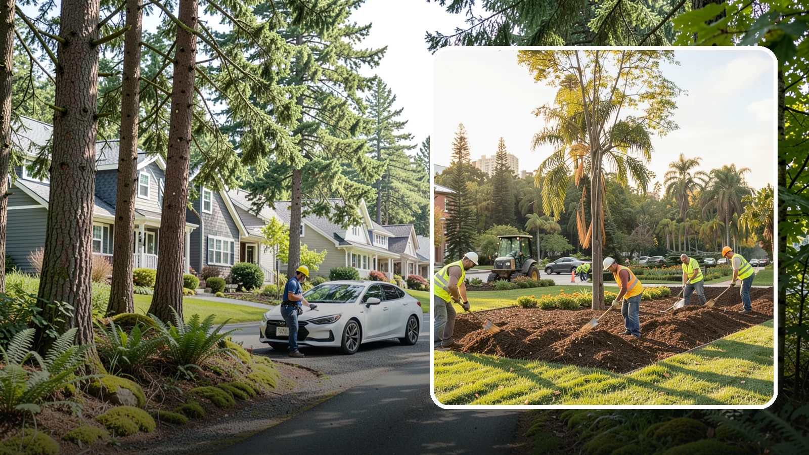 Municipal Mulch Installation in Normandy Park, King County, WA - We install organic mulch in public tree rings, beds, and natural areas to conserve moisture and build soil for Western Washington...