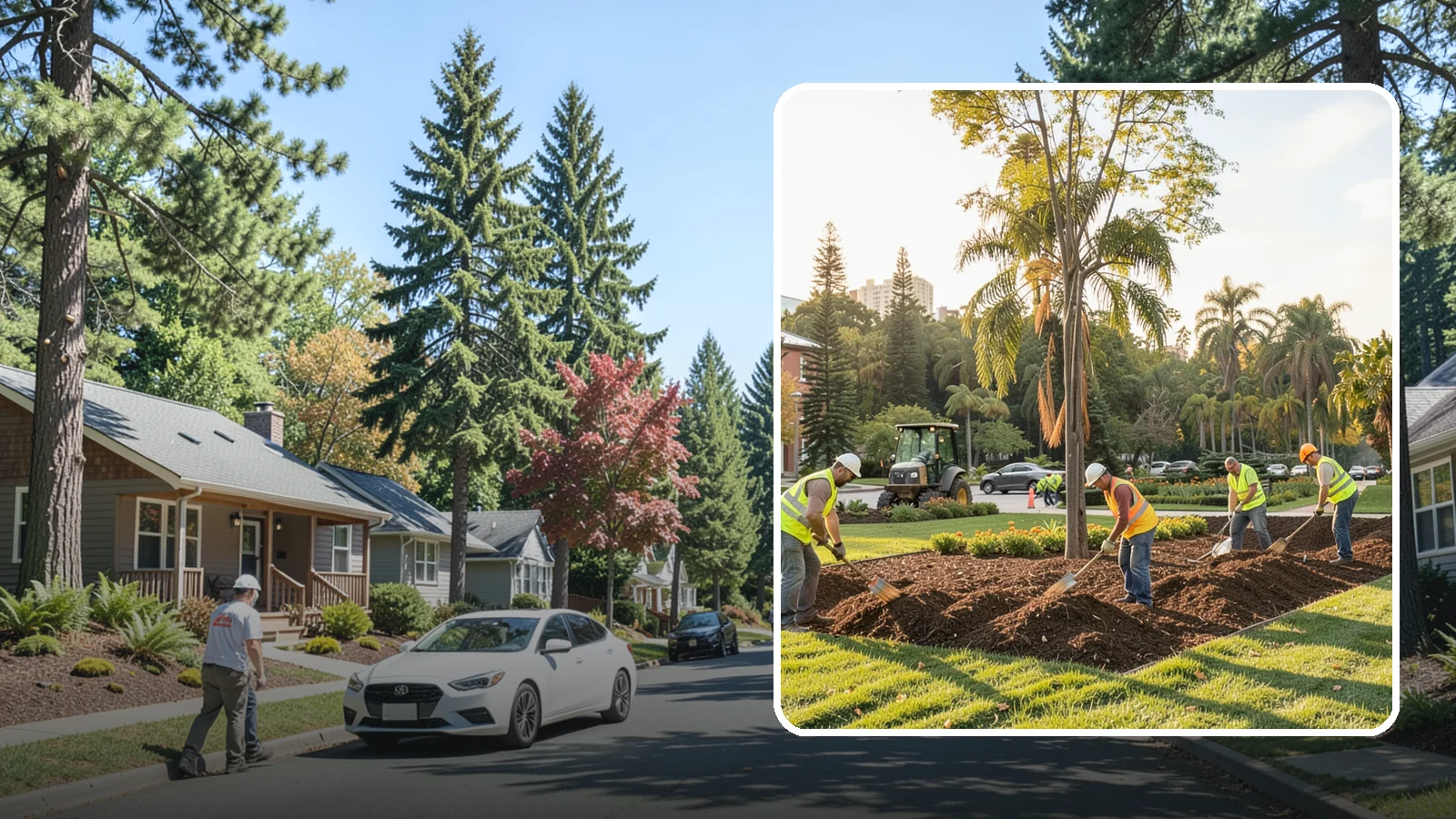 Municipal Mulch Installation in Orting, Pierce County, WA - We install organic mulch in public tree rings, beds, and natural areas to conserve moisture and build soil for Western Washington...