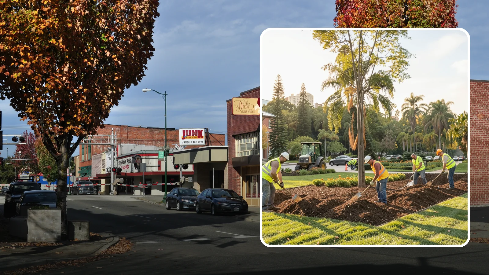 Municipal Mulch Installation in Puyallup, Pierce County, WA - We install organic mulch in public tree rings, beds, and natural areas to conserve moisture and build soil for Western Washington...