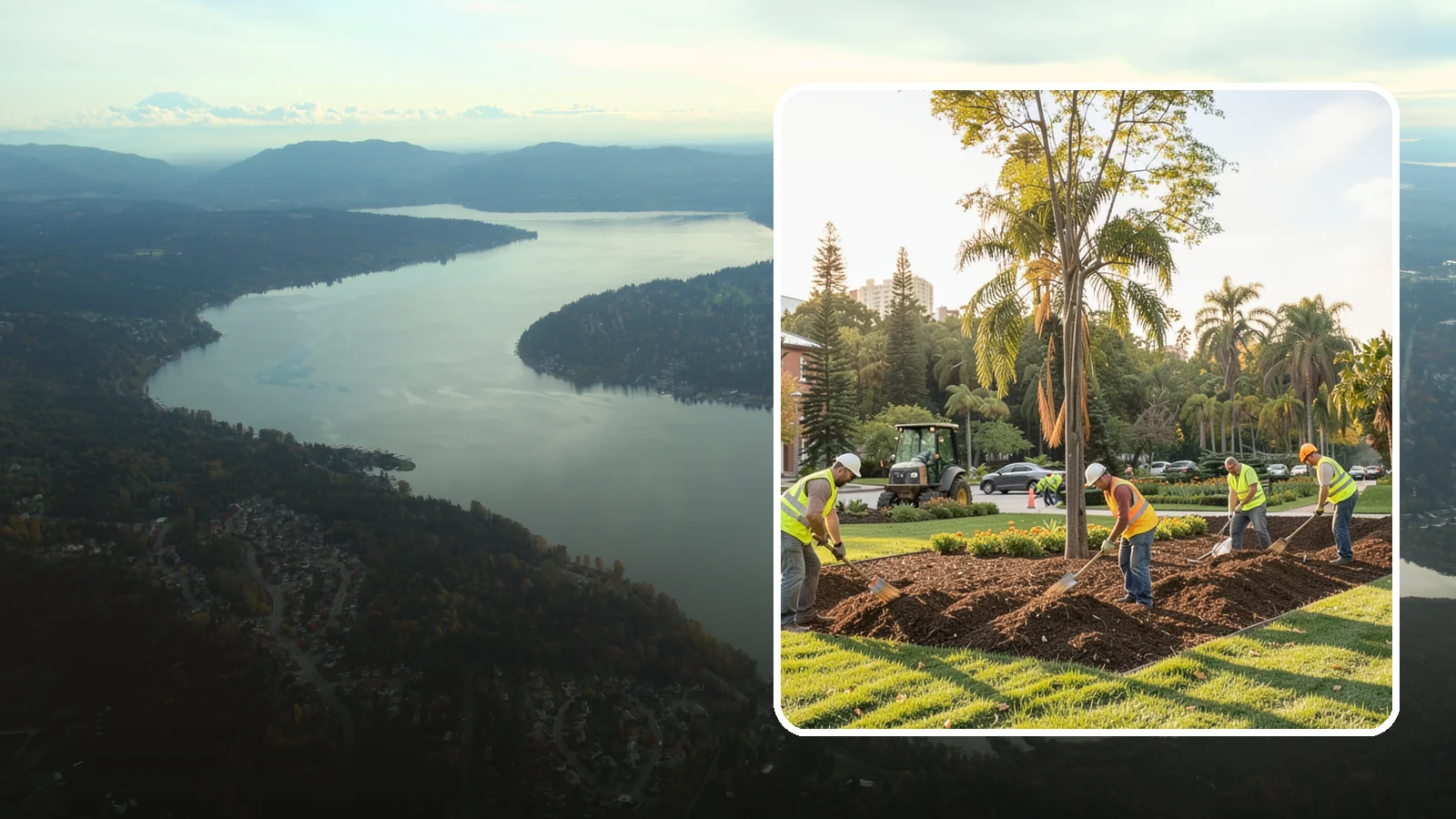 Municipal Mulch Installation in Sammamish, King County, WA - We install organic mulch in public tree rings, beds, and natural areas to conserve moisture and build soil for Western Washington...