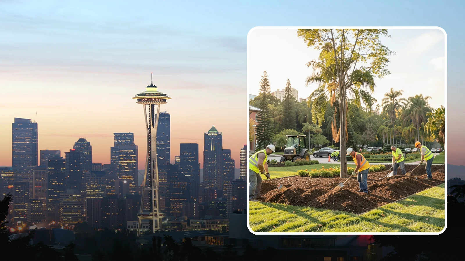 Municipal Mulch Installation in Seattle, King County, WA - We install organic mulch in public tree rings, beds, and natural areas to conserve moisture and build soil for Western Washington...