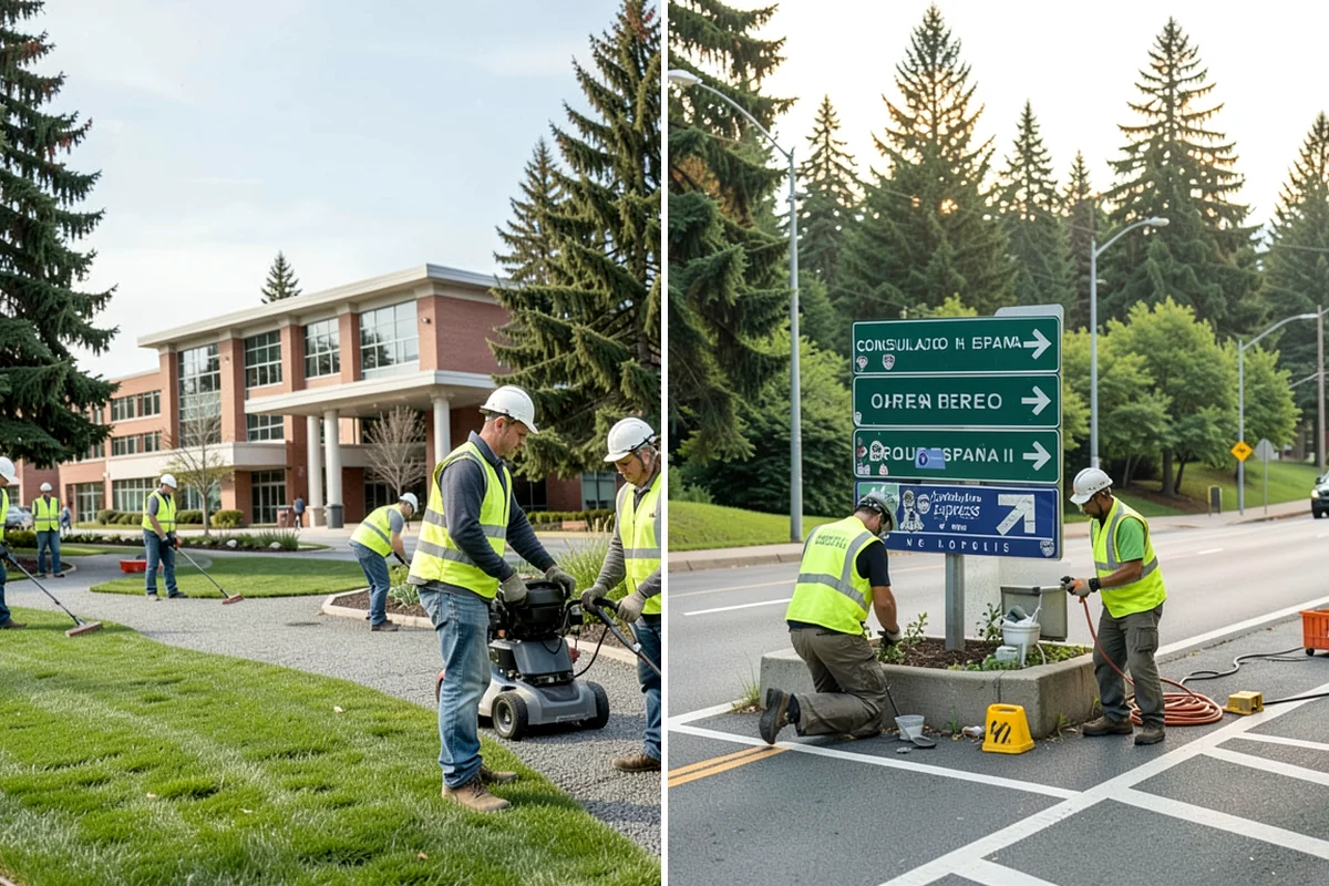Municipal Mulch Installation in Shoreline, King County, WA - We calculate coverage and confirm mulch type and depth by area