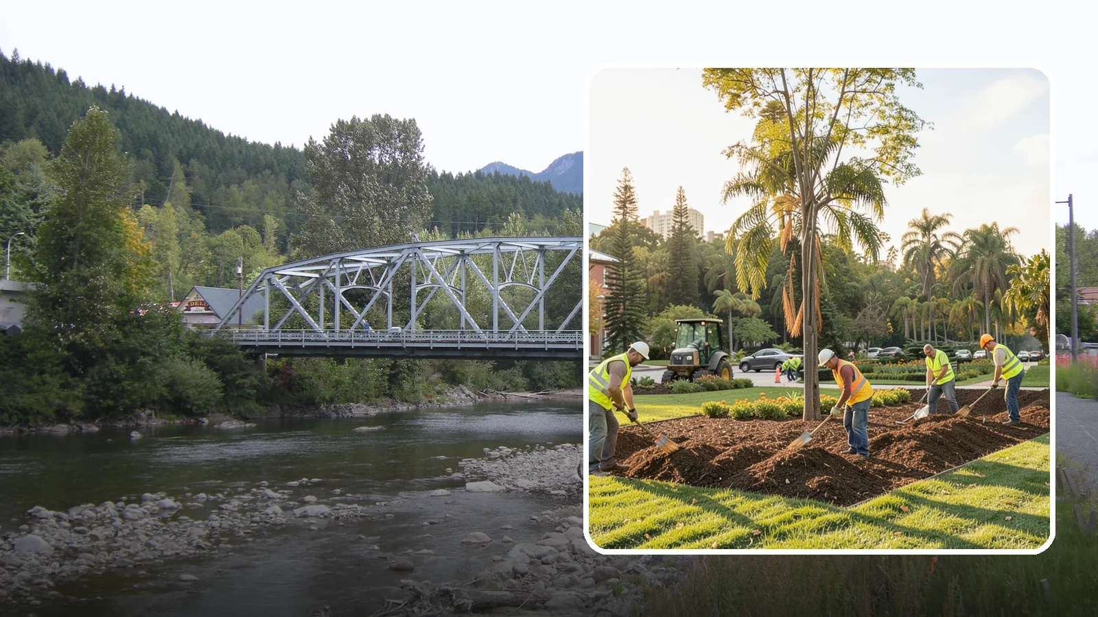 Municipal Mulch Installation in Skykomish, King County, WA - We install organic mulch in public tree rings, beds, and natural areas to conserve moisture and build soil for Western Washington...