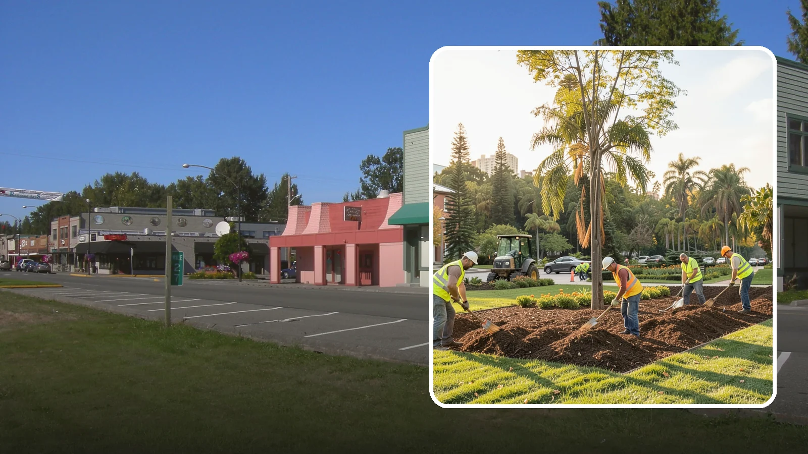 Municipal Mulch Installation in Snoqualmie, King County, WA - We install organic mulch in public tree rings, beds, and natural areas to conserve moisture and build soil for Western Washington...