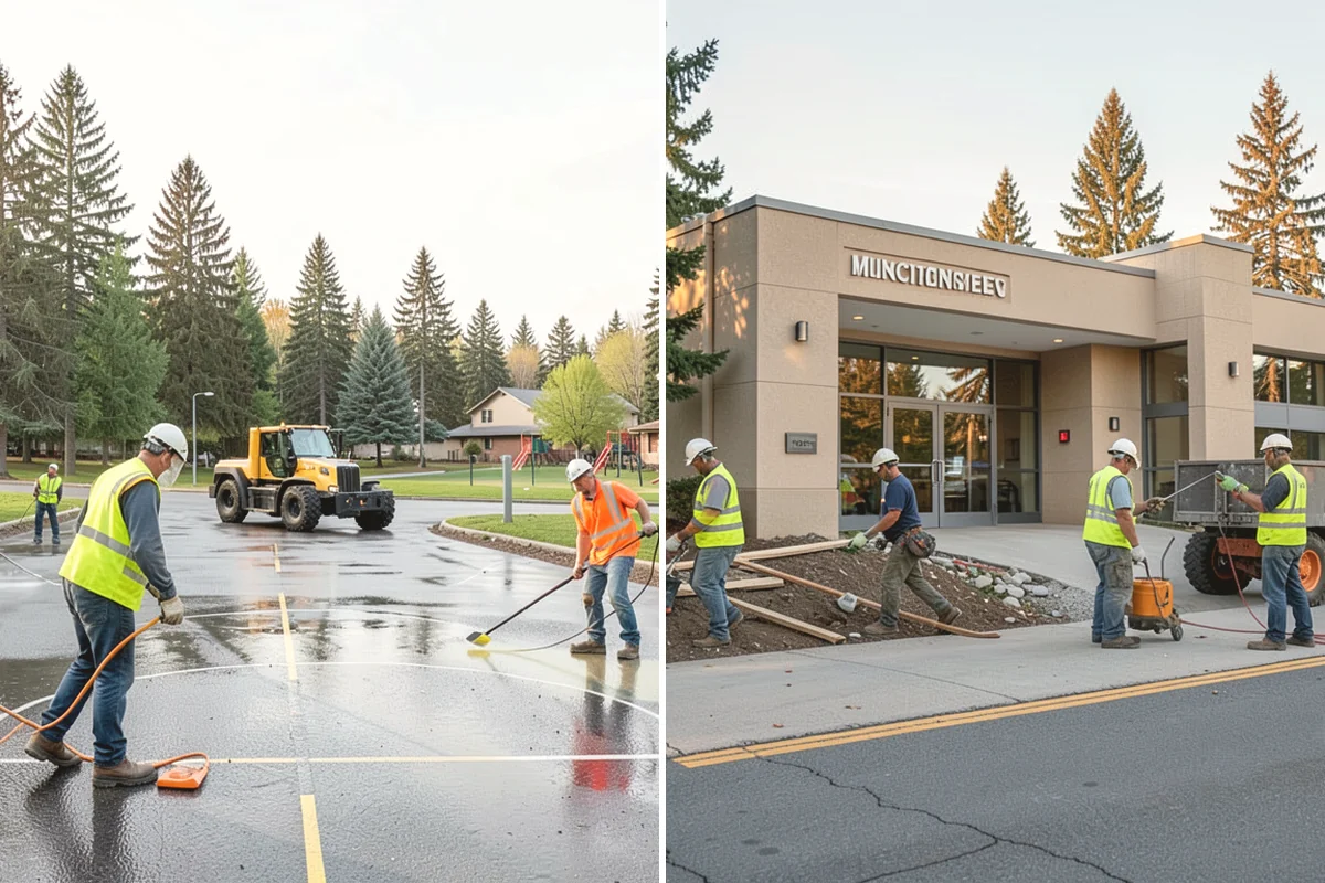 Municipal Mulch Installation in University Place, Pierce County, WA - We calculate coverage and confirm mulch type and depth by area
