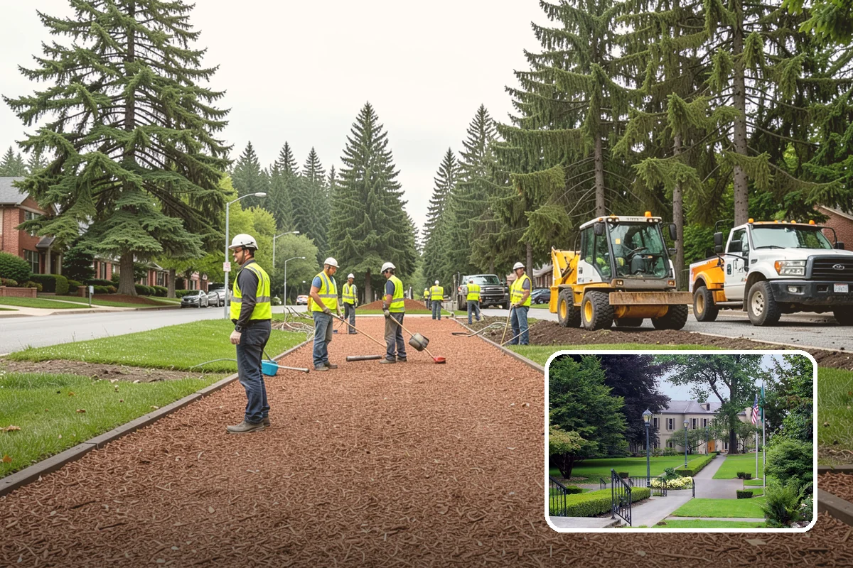 Municipal Mulch Installation in Woodinville, King County, WA - Proper depth conserves soil moisture and suppresses weeds