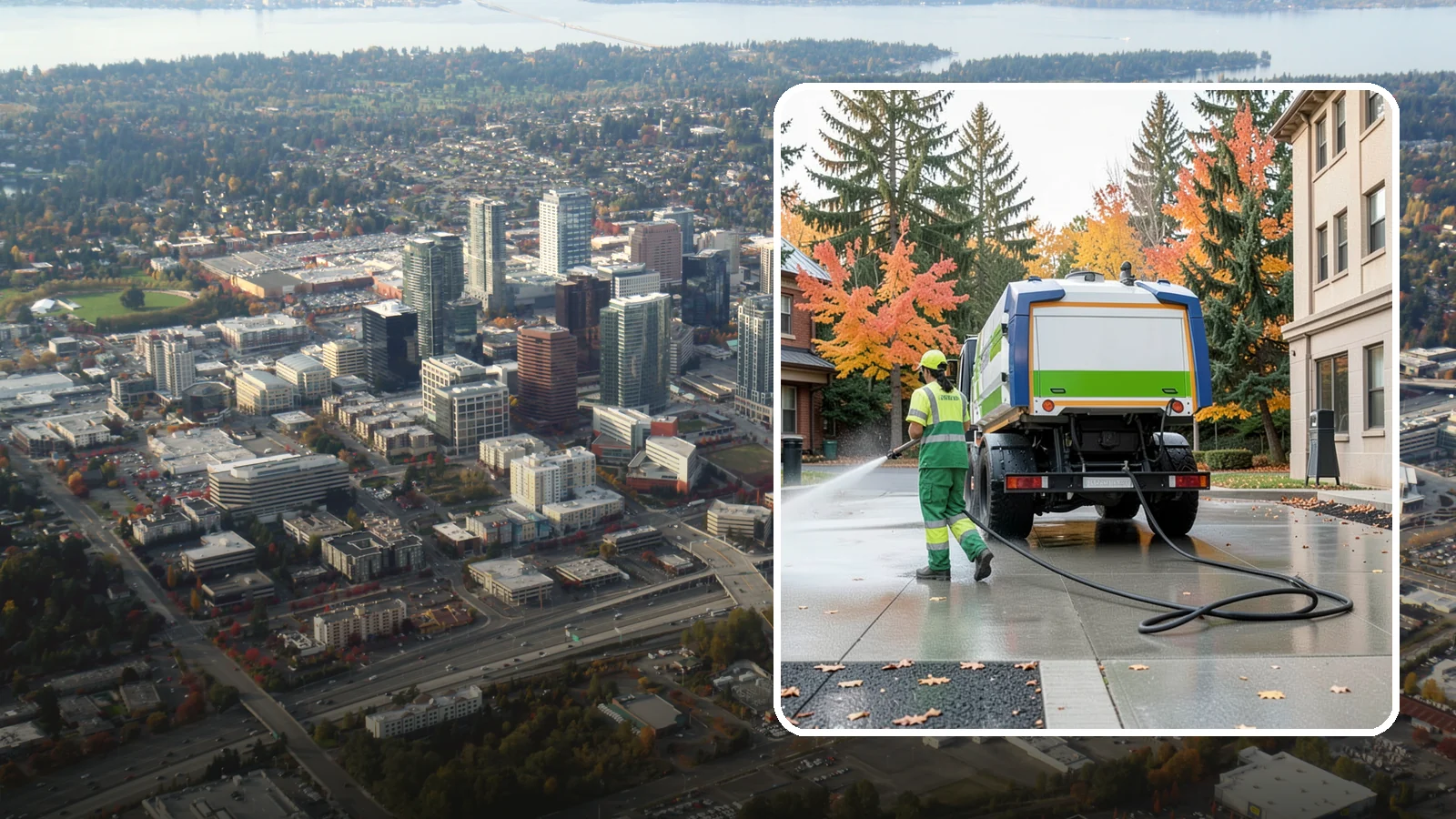 Municipal Plaza Cleaning in Bellevue, King County, WA - We deep clean public plazas, courtyards, and gathering spaces to restore hardscape appearance for Western Washington civic...