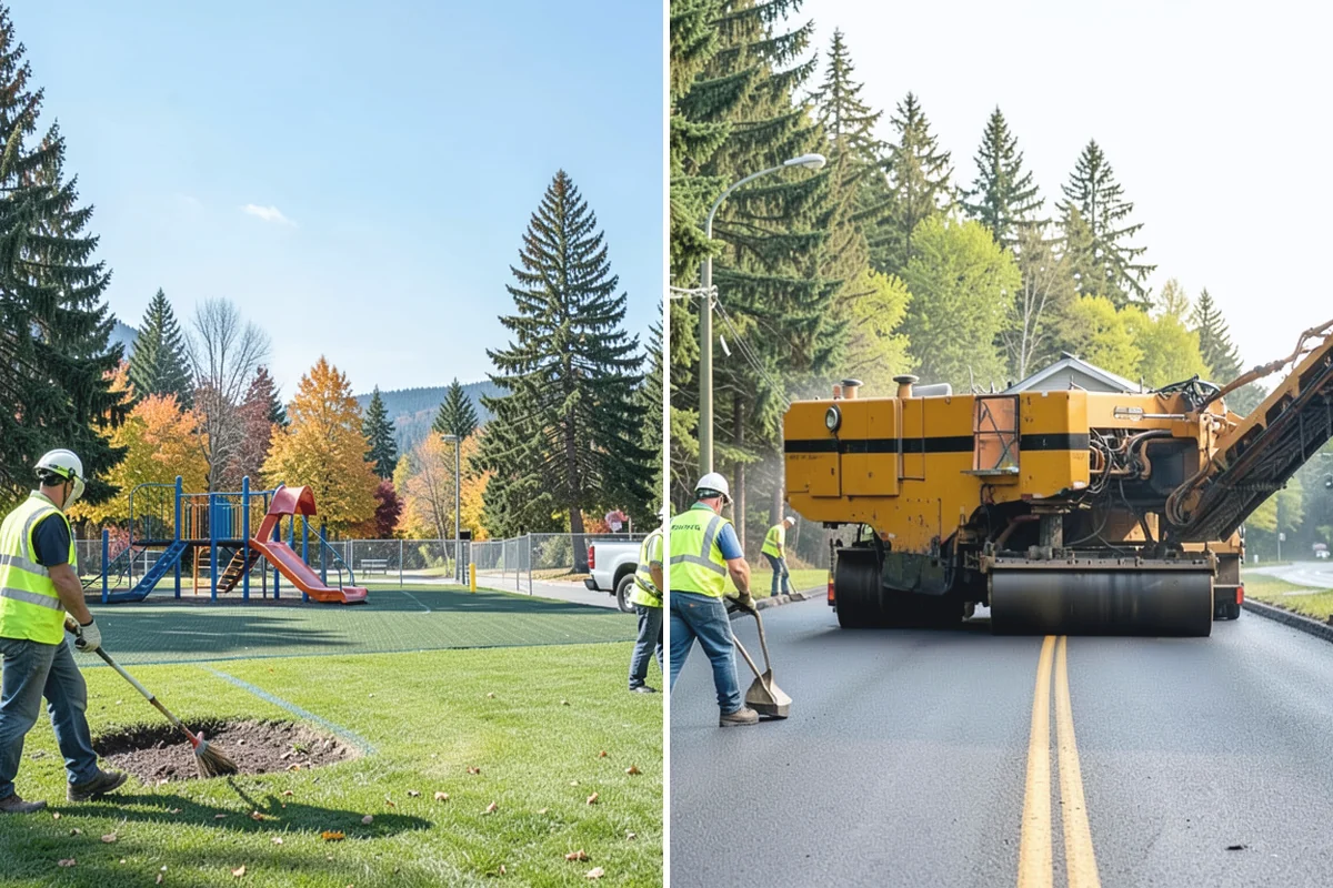 Municipal Plaza Cleaning in Bonney Lake, Pierce County, WA - We assess plaza surfaces and staining and confirm a plan