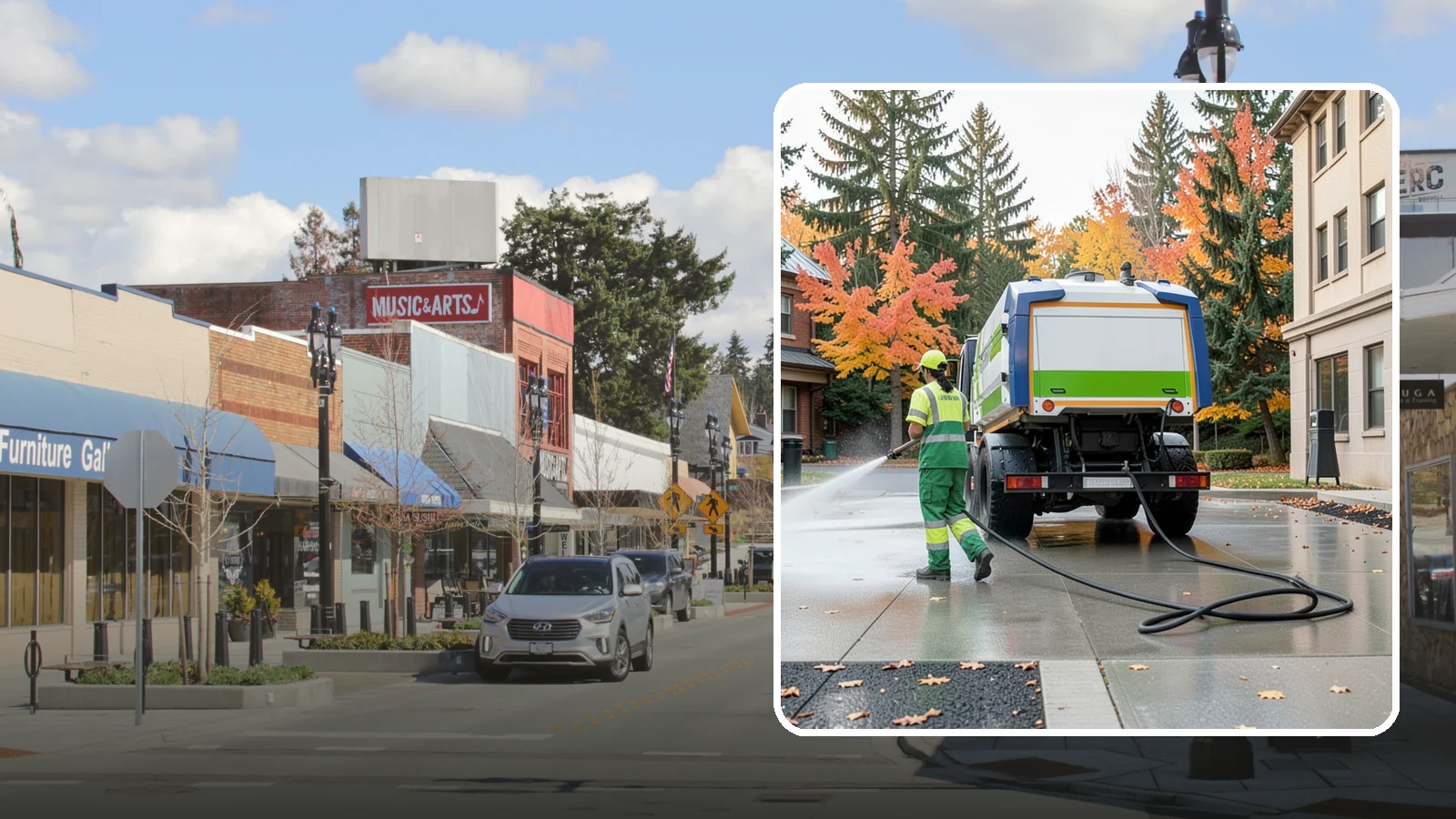 Municipal Plaza Cleaning in Bothell, King County, WA - We deep clean public plazas, courtyards, and gathering spaces to restore hardscape appearance for Western Washington civic...