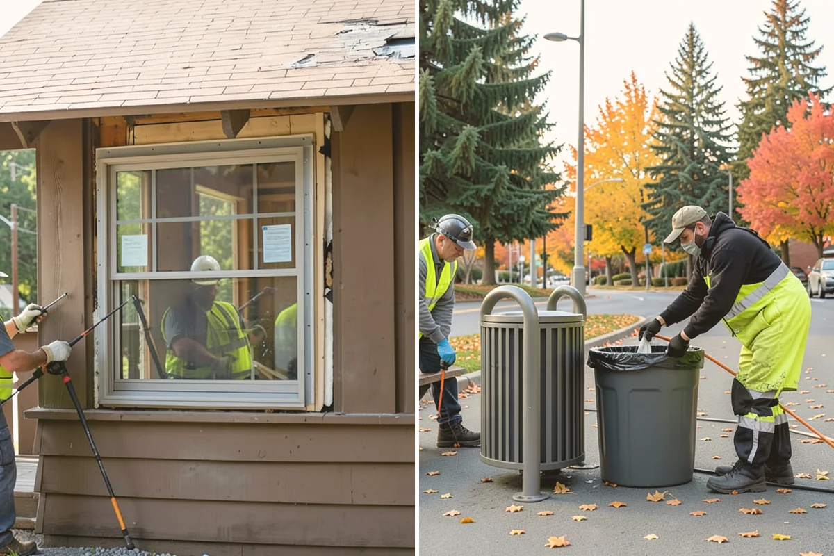 Municipal Plaza Cleaning in Brier, Snohomish County, WA - We assess plaza surfaces and staining and confirm a plan