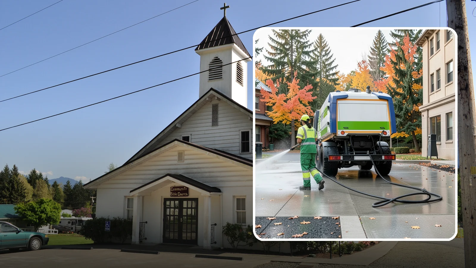 Municipal Plaza Cleaning in Concrete, Skagit County, WA - We deep clean public plazas, courtyards, and gathering spaces to restore hardscape appearance for Western Washington civic...
