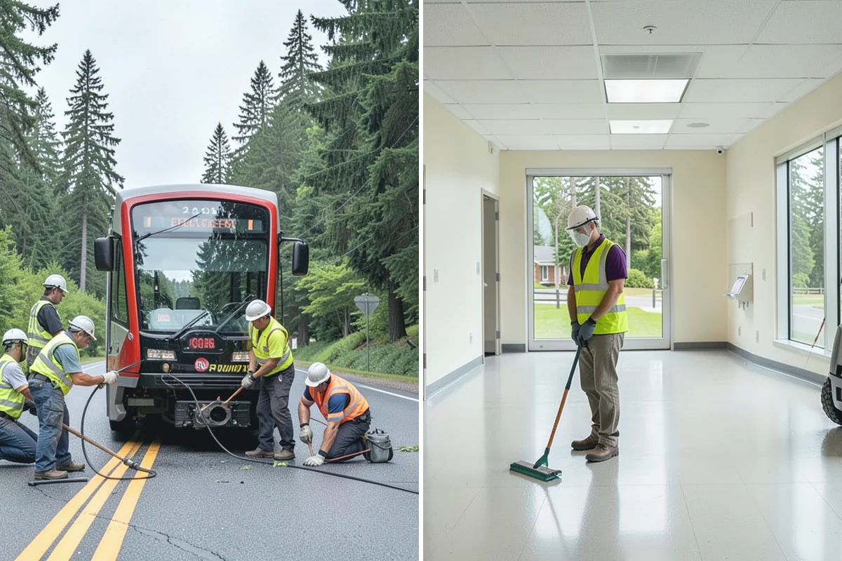 Municipal Plaza Cleaning in Darrington, Snohomish County, WA - We assess plaza surfaces and staining and confirm a plan