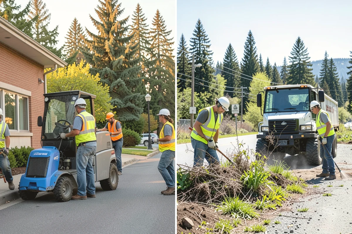 Municipal Plaza Cleaning in Edgewood, Pierce County, WA - We assess plaza surfaces and staining and confirm a plan