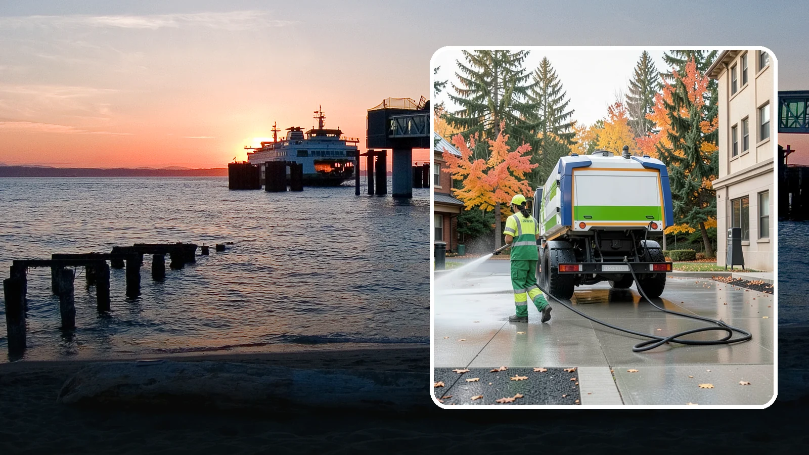 Municipal Plaza Cleaning in Edmonds, Snohomish County, WA - We deep clean public plazas, courtyards, and gathering spaces to restore hardscape appearance for Western Washington civic...