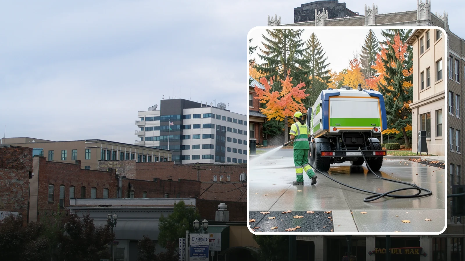Municipal Plaza Cleaning in Everett, Snohomish County, WA - We deep clean public plazas, courtyards, and gathering spaces to restore hardscape appearance for Western Washington civic...