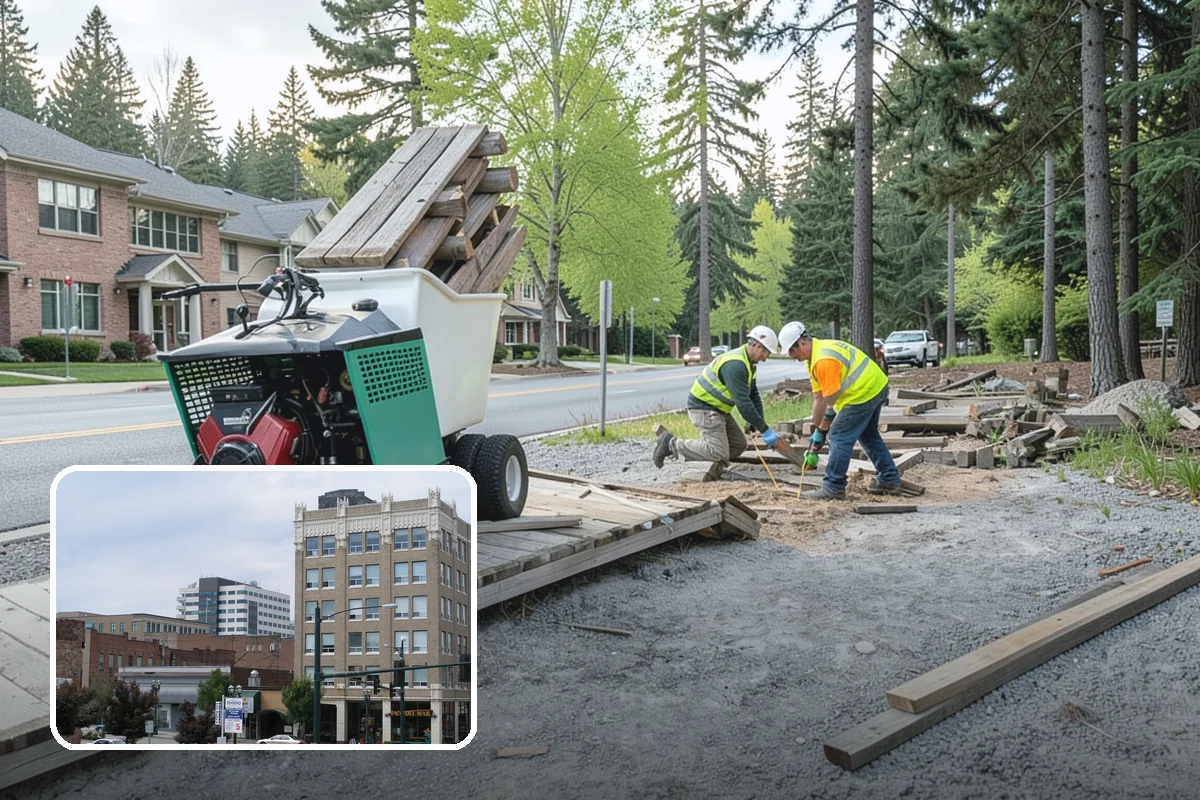 Municipal Plaza Cleaning in Everett, Snohomish County, WA - Deep cleaning restores heavily trafficked plaza hardscapes