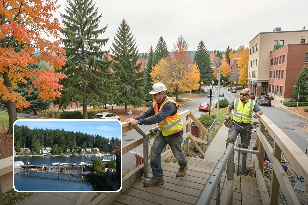 Municipal Plaza Cleaning in Gig Harbor, Pierce County, WA - Deep cleaning restores heavily trafficked plaza hardscapes