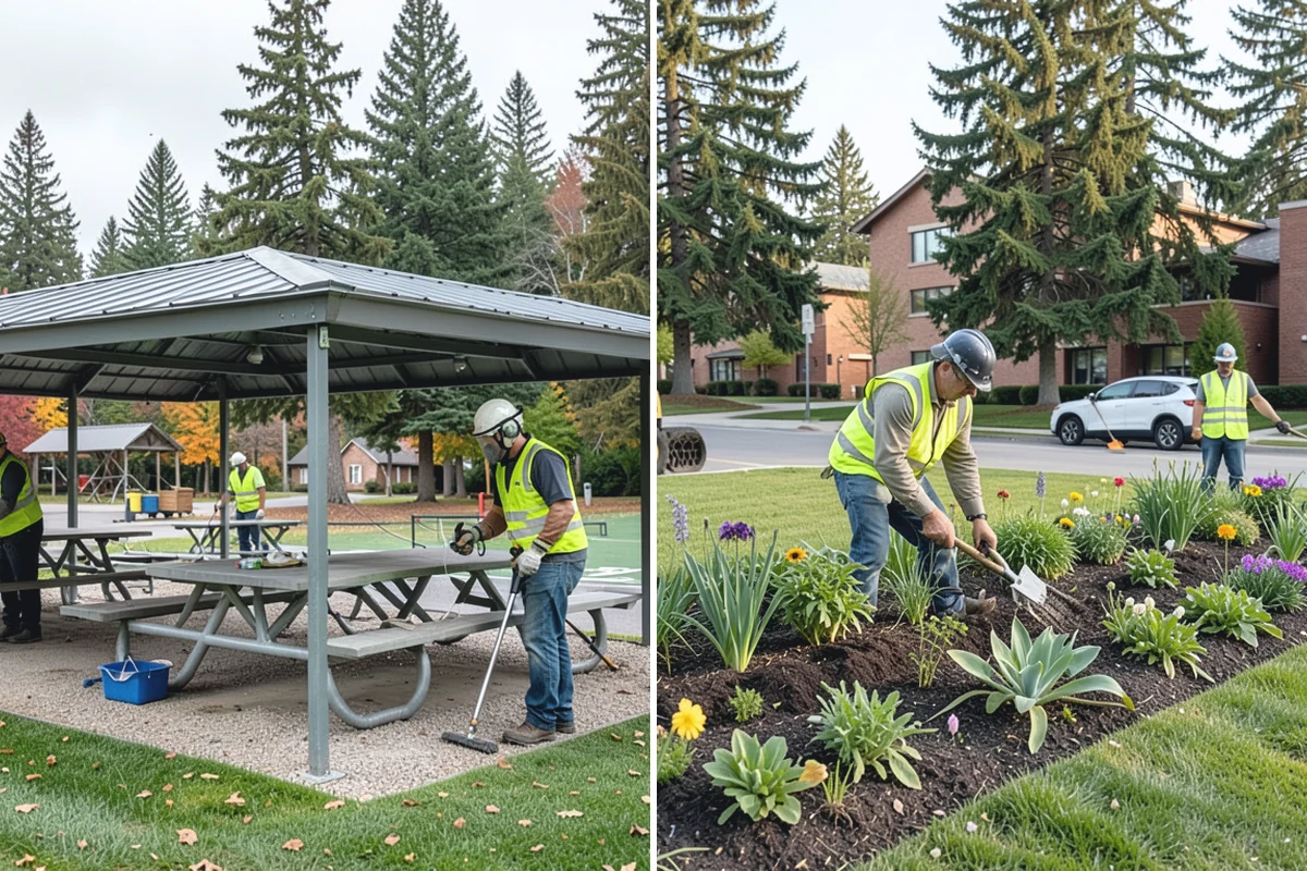 Municipal Plaza Cleaning in Gold Bar, Snohomish County, WA - We assess plaza surfaces and staining and confirm a plan