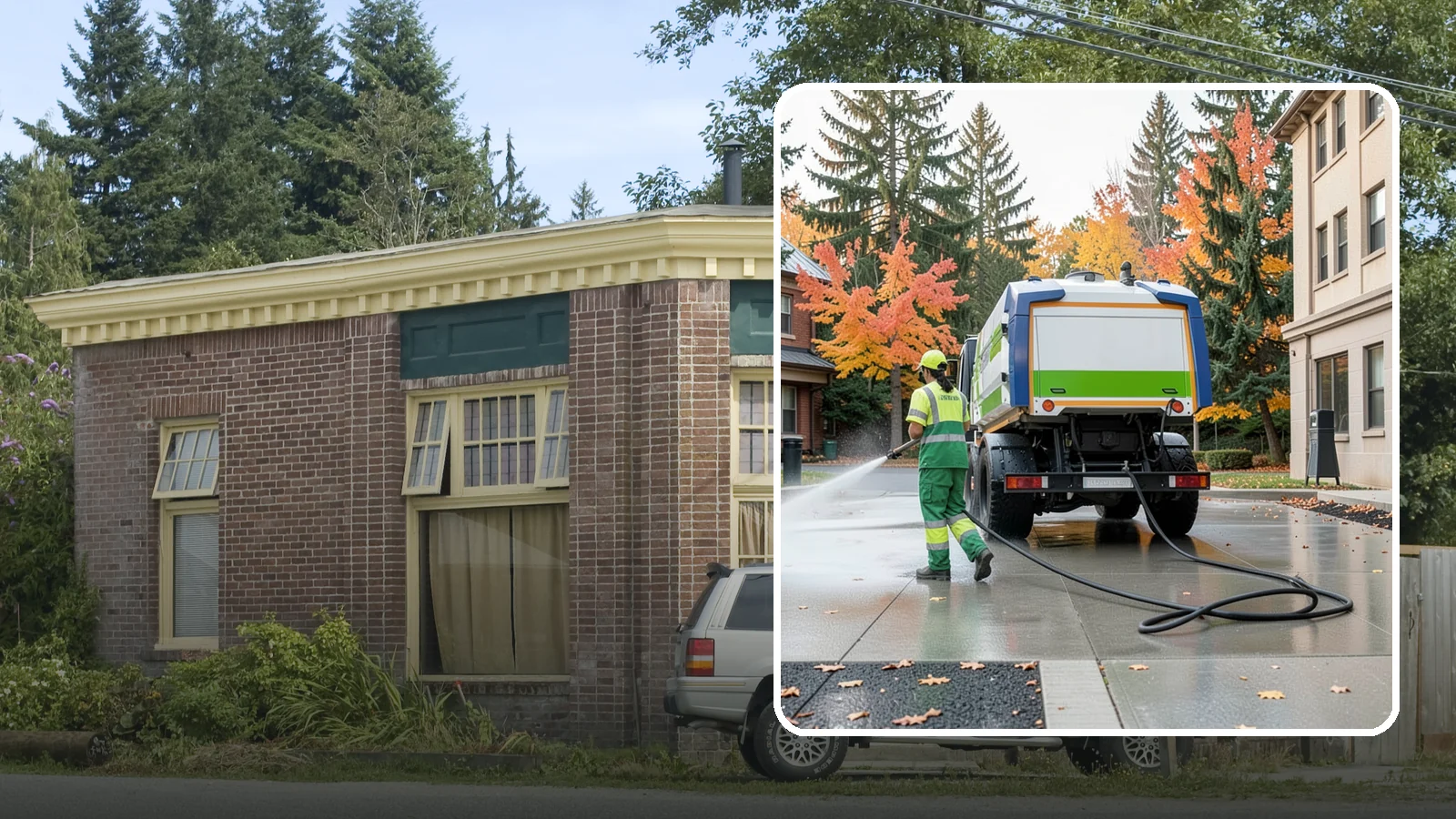 Municipal Plaza Cleaning in Hamilton, Skagit County, WA - We deep clean public plazas, courtyards, and gathering spaces to restore hardscape appearance for Western Washington civic...