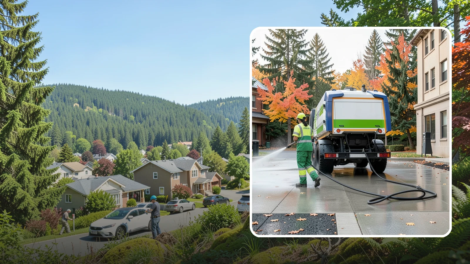 Municipal Plaza Cleaning in Index, Snohomish County, WA - We deep clean public plazas, courtyards, and gathering spaces to restore hardscape appearance for Western Washington civic...