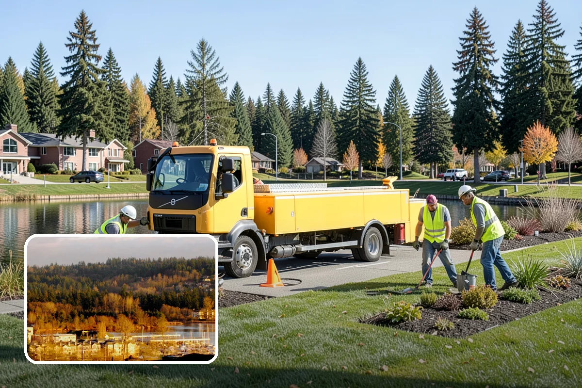 Municipal Plaza Cleaning in Kenmore, King County, WA - Deep cleaning restores heavily trafficked plaza hardscapes