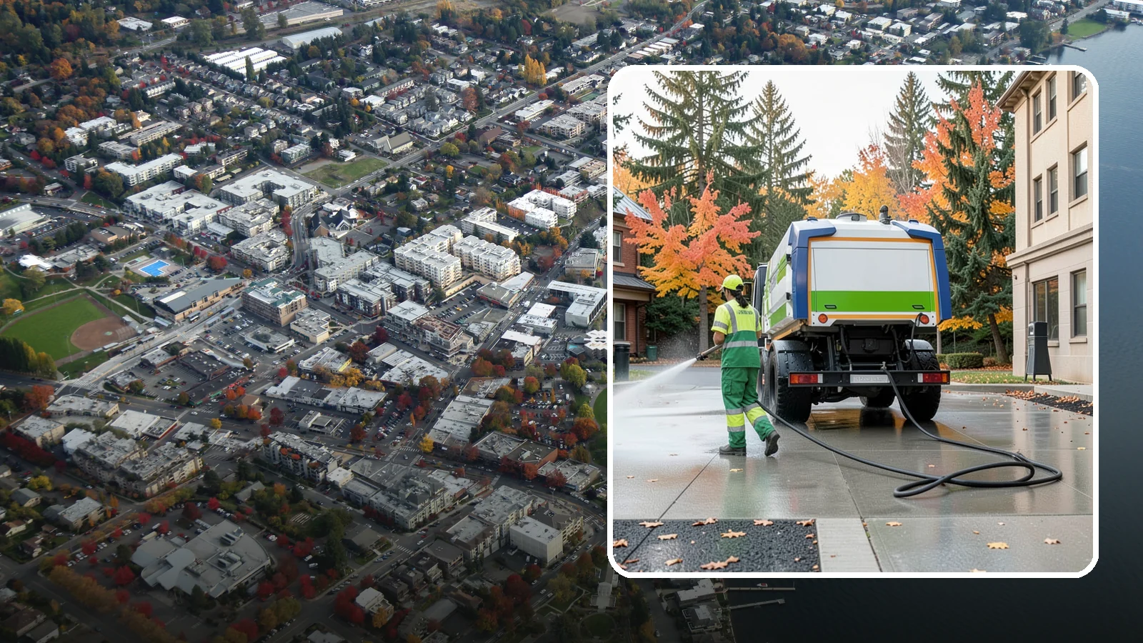 Municipal Plaza Cleaning in Kirkland, King County, WA - We deep clean public plazas, courtyards, and gathering spaces to restore hardscape appearance for Western Washington civic...