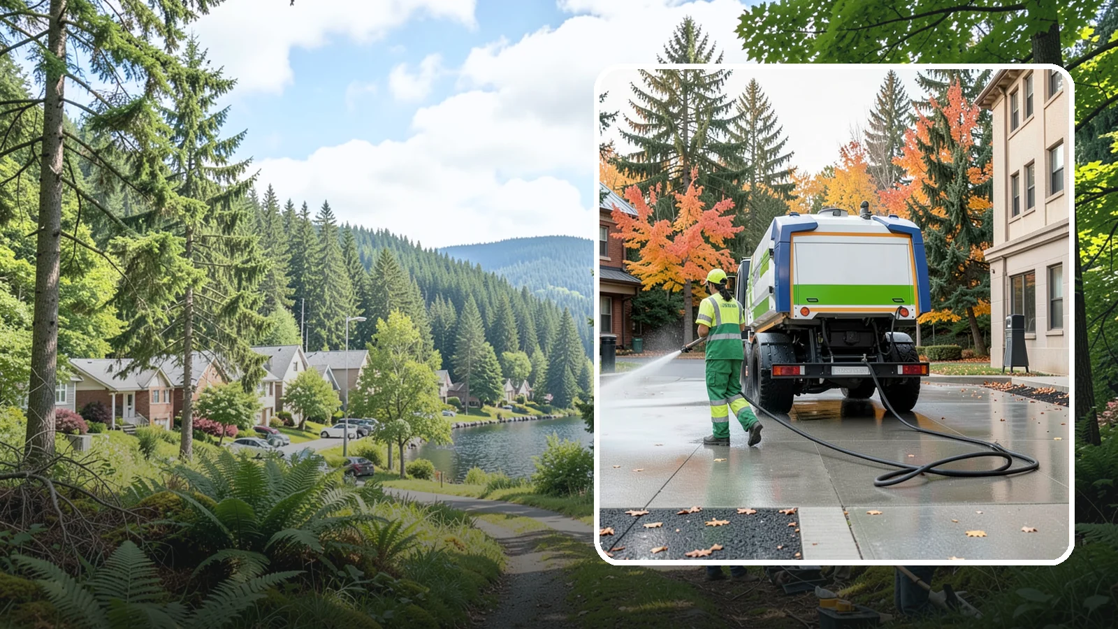 Municipal Plaza Cleaning in Lake Forest Park, King County, WA - We deep clean public plazas, courtyards, and gathering spaces to restore hardscape appearance for Western Washington civic...