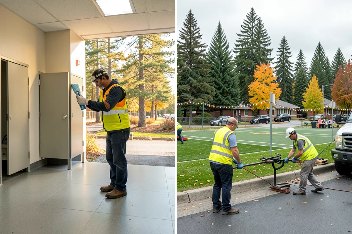Municipal Plaza Cleaning in Lake Forest Park, King County, WA - We assess plaza surfaces and staining and confirm a plan