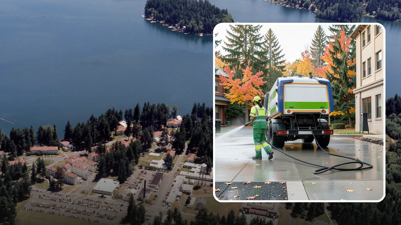 Municipal Plaza Cleaning in Lakewood, Pierce County, WA - We deep clean public plazas, courtyards, and gathering spaces to restore hardscape appearance for Western Washington civic...