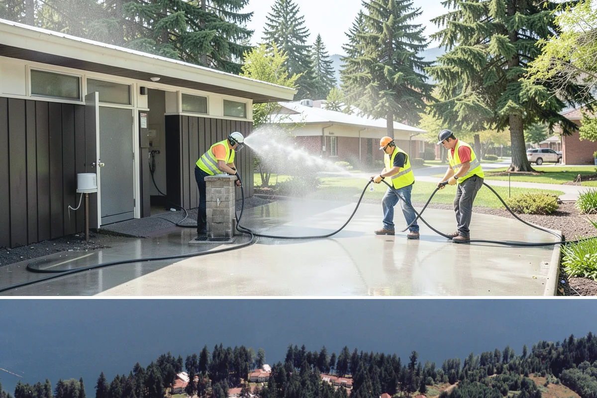 Municipal Plaza Cleaning in Lakewood, Pierce County, WA - Plaza cleaning is scheduled in the dry season and timed ahead of major public events to present spaces at their best.