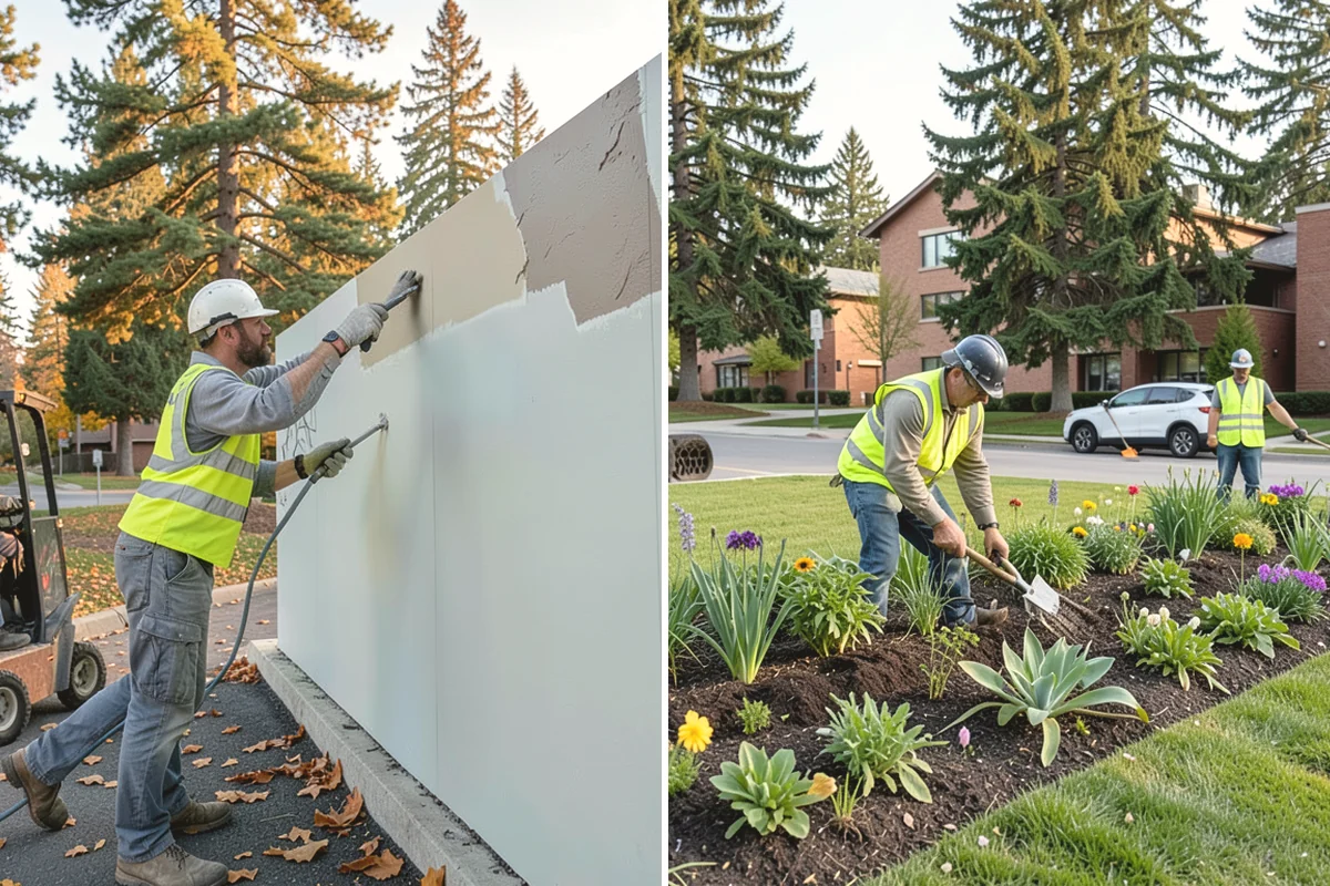 Municipal Plaza Cleaning in Monroe, Snohomish County, WA - We assess plaza surfaces and staining and confirm a plan