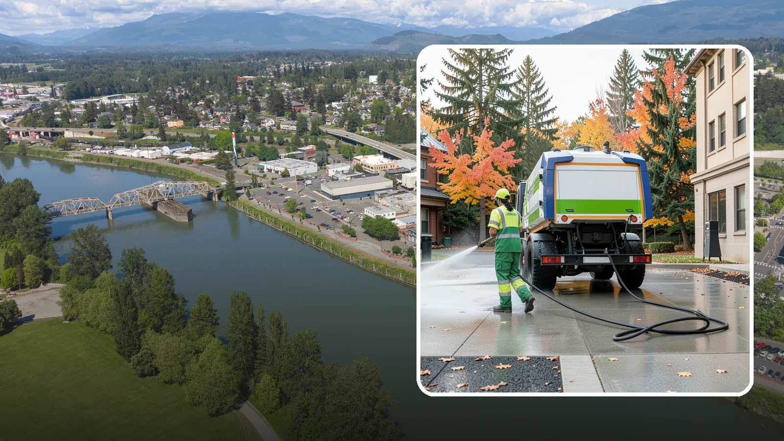 Municipal Plaza Cleaning in Mount Vernon, Skagit County, WA - We deep clean public plazas, courtyards, and gathering spaces to restore hardscape appearance for Western Washington civic...