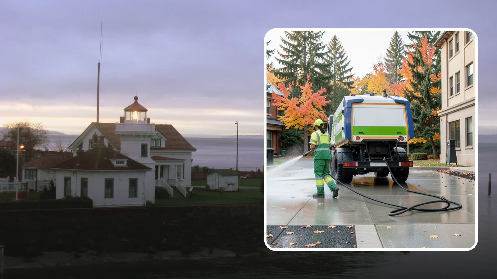 Municipal Plaza Cleaning in Mukilteo, Snohomish County, WA - We deep clean public plazas, courtyards, and gathering spaces to restore hardscape appearance for Western Washington civic...