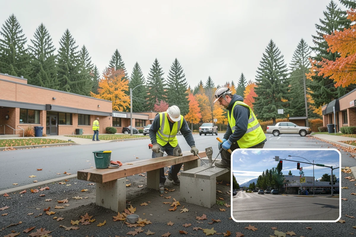 Municipal Plaza Cleaning in North Bend, King County, WA - Deep cleaning restores heavily trafficked plaza hardscapes
