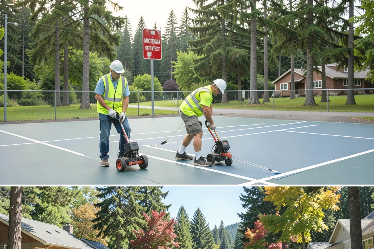 Municipal Plaza Cleaning in Orting, Pierce County, WA - Plaza cleaning is scheduled in the dry season and timed ahead of major public events to present spaces at their best.