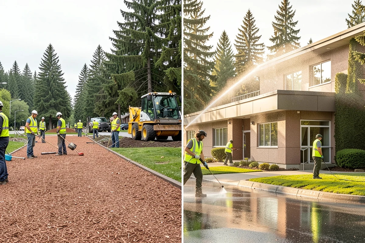 Municipal Plaza Cleaning in Puyallup, Pierce County, WA - We assess plaza surfaces and staining and confirm a plan