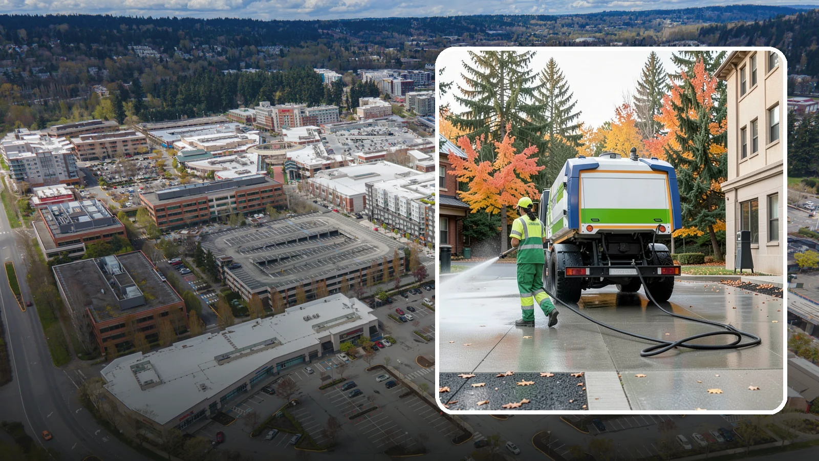 Municipal Plaza Cleaning in Redmond, King County, WA - We deep clean public plazas, courtyards, and gathering spaces to restore hardscape appearance for Western Washington civic...