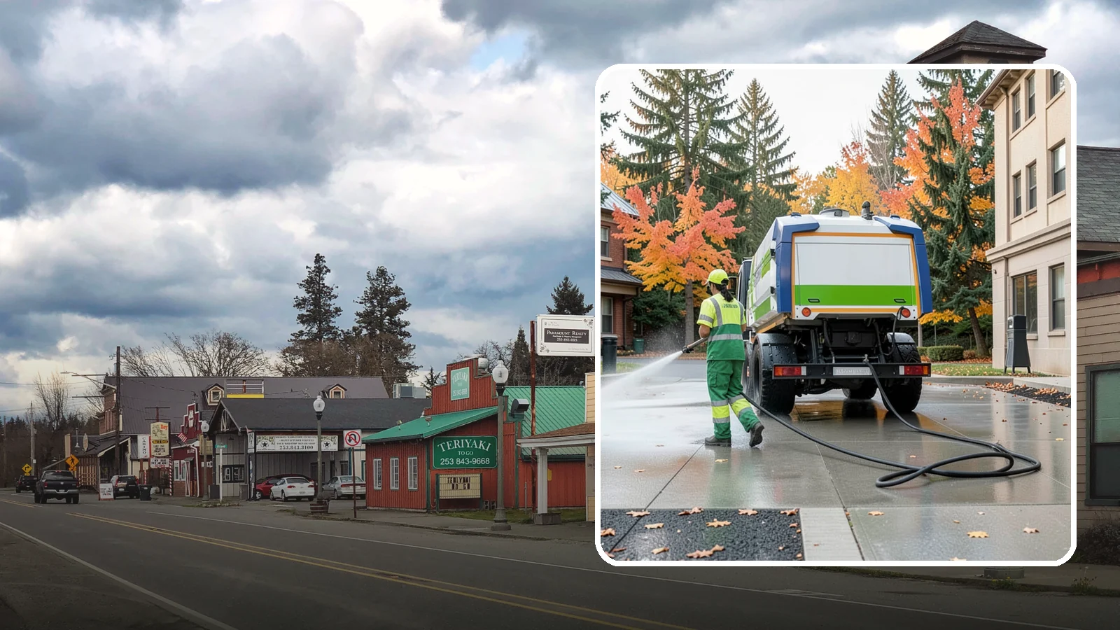 Municipal Plaza Cleaning in Roy, Pierce County, WA - We deep clean public plazas, courtyards, and gathering spaces to restore hardscape appearance for Western Washington civic...