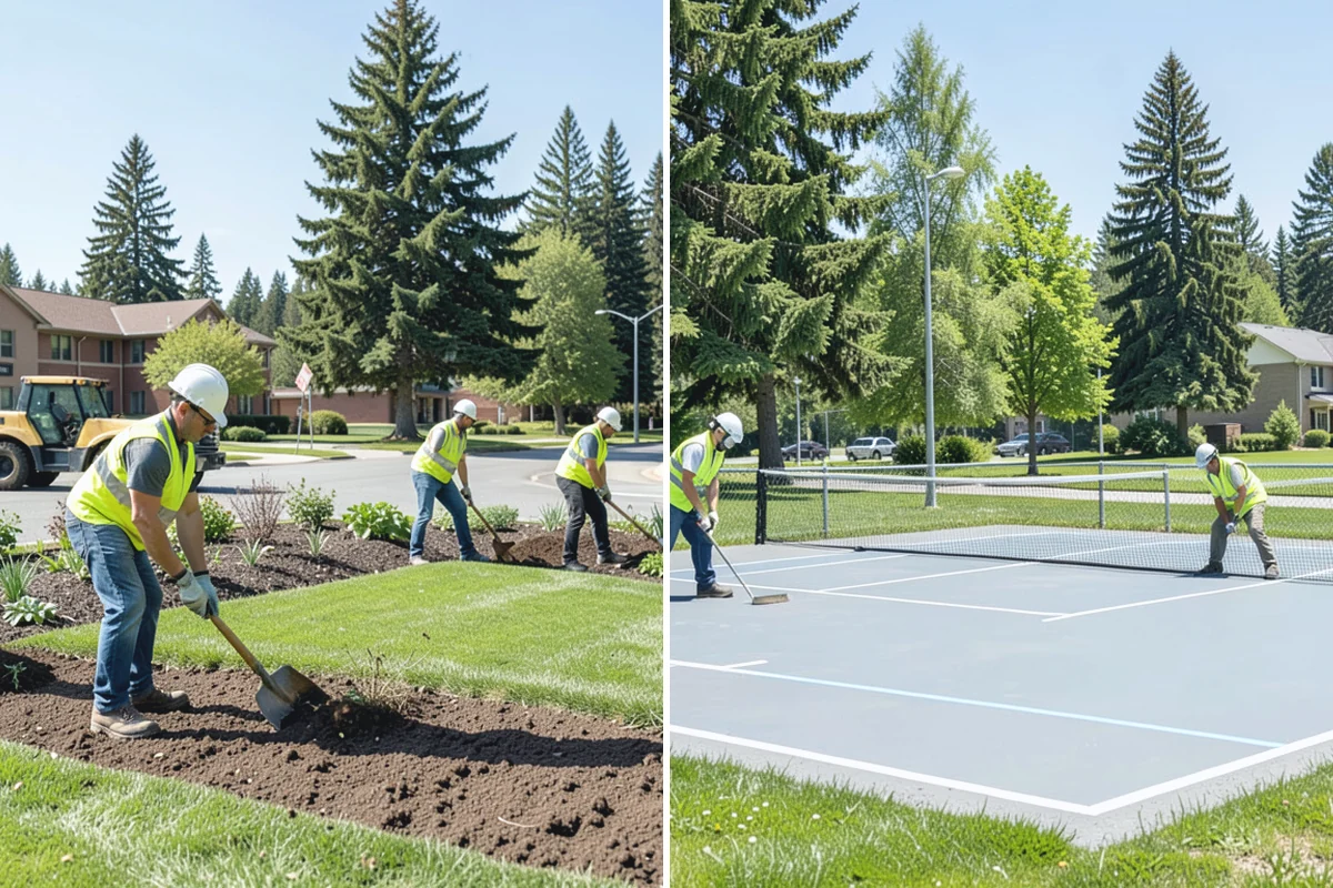 Municipal Plaza Cleaning in Roy, Pierce County, WA - We assess plaza surfaces and staining and confirm a plan